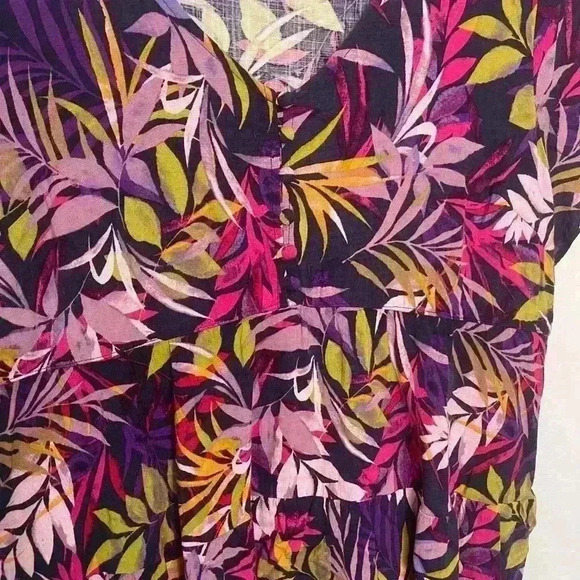 Torrid Tropical Multi Color Tiered Button Front Top Blouse 2 2X 18/20 - Picture 4 of 7